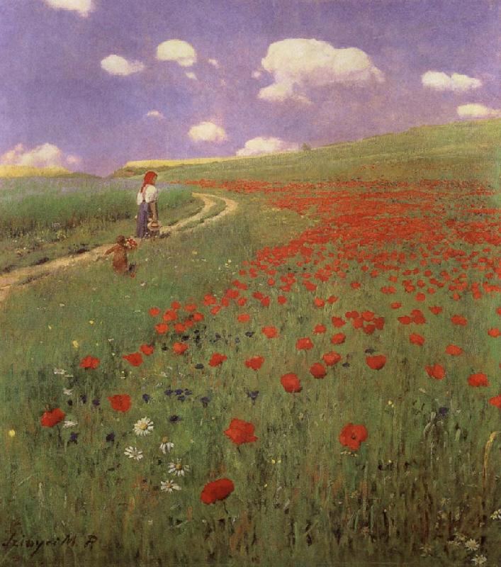 Merse, Pal Szinyei A Field of Poppies oil painting picture